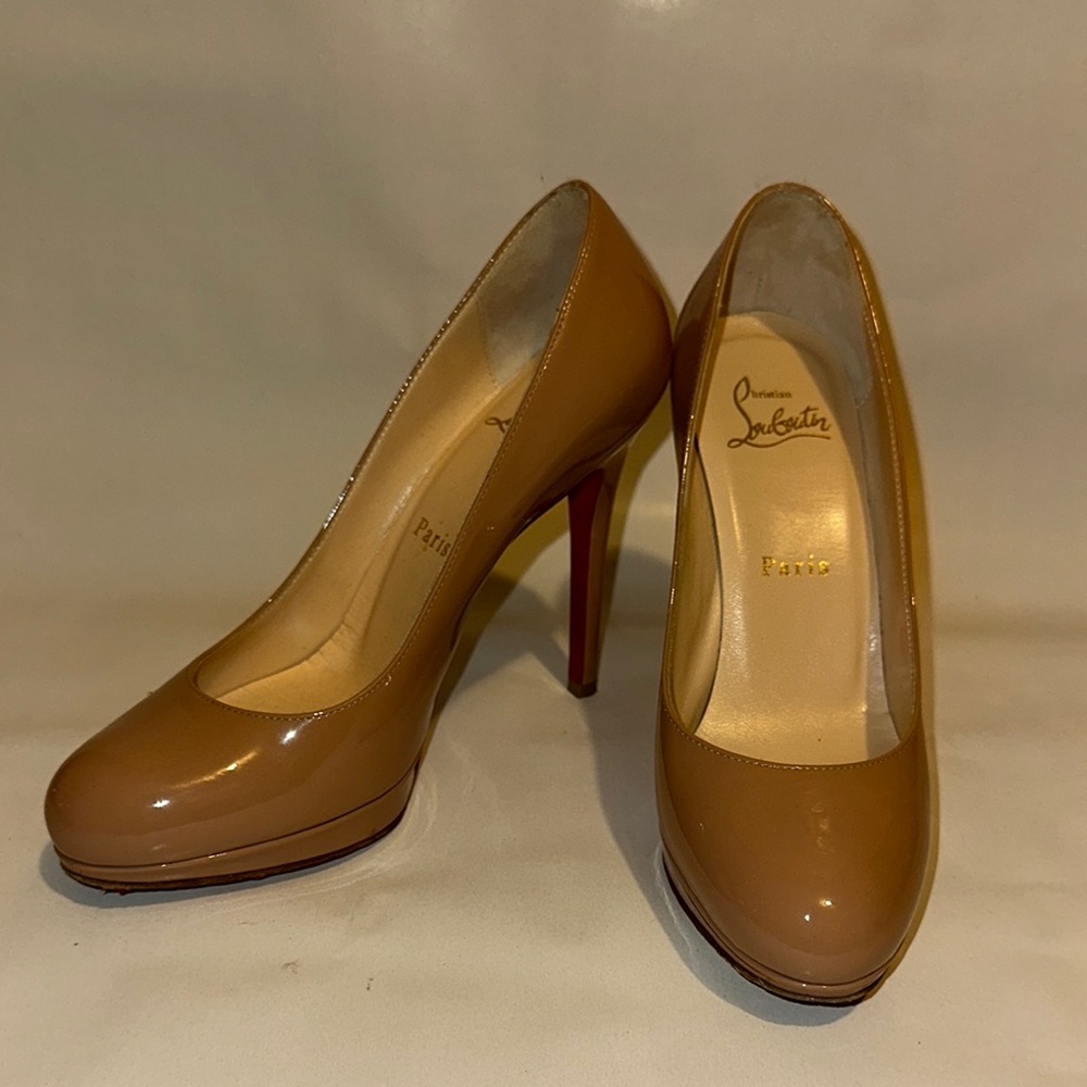 Christian Louboutin Tan Heels Signature Red Sole